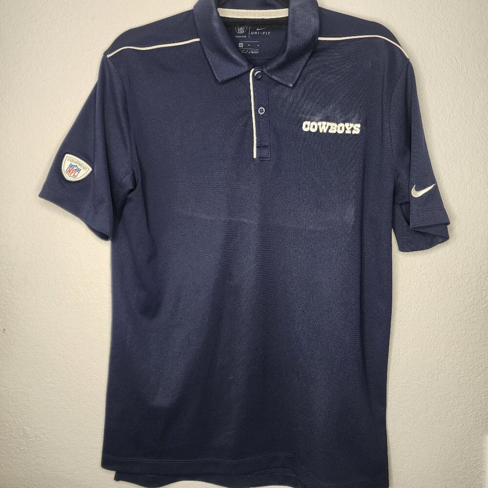 Dallas Cowboys Polo Shirt Men’s Medium Blue Team Issue On Field Nike Swoosh